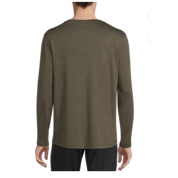 Pack of 2-Athletic Works Men's Olive Green Active Long Sleeve T- Shirt - Picture 4 of 9